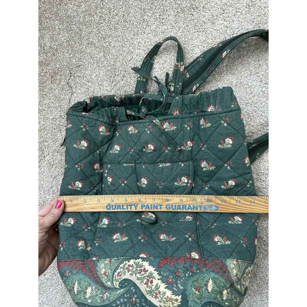PIERRE DEUX French Country Green Floral Quilted Back Pack Sling Bag Vintage